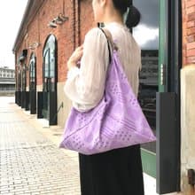 吾妻袋 購物袋 手提包 播州織款-深紫色 M size