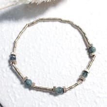 VIIART。星球-草原。水草瑪瑙黃銅手環|洗澡免拆手鍊飄花