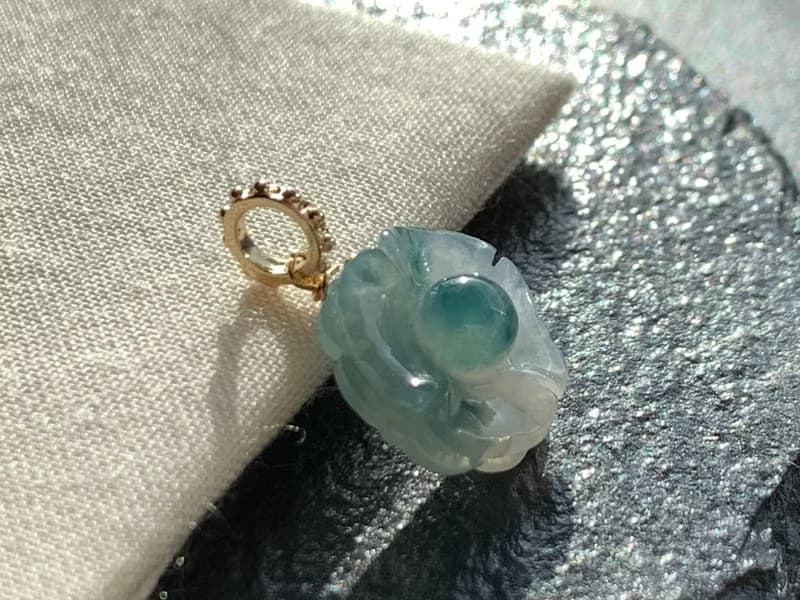 天然緬甸玉翡翠 冰糯種飄花翡翠  飄蘭花 14kgf注金