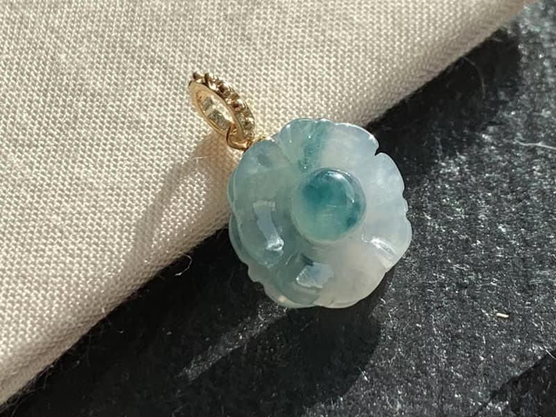 天然緬甸玉翡翠 冰糯種飄花翡翠  飄蘭花 14kgf注金