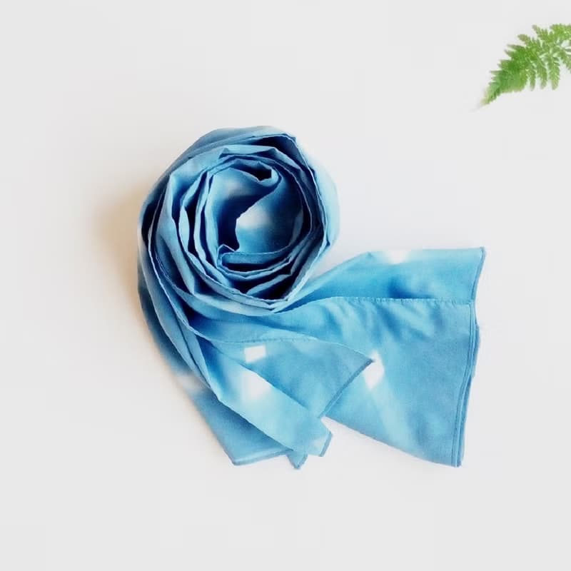 T.H.Ani 手工藍染菱形格紋圍巾-守護 手工 披肩 頭巾 藍染 植物染