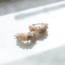 14kgf multi colors Moonstone pave pierced earrings / clip on