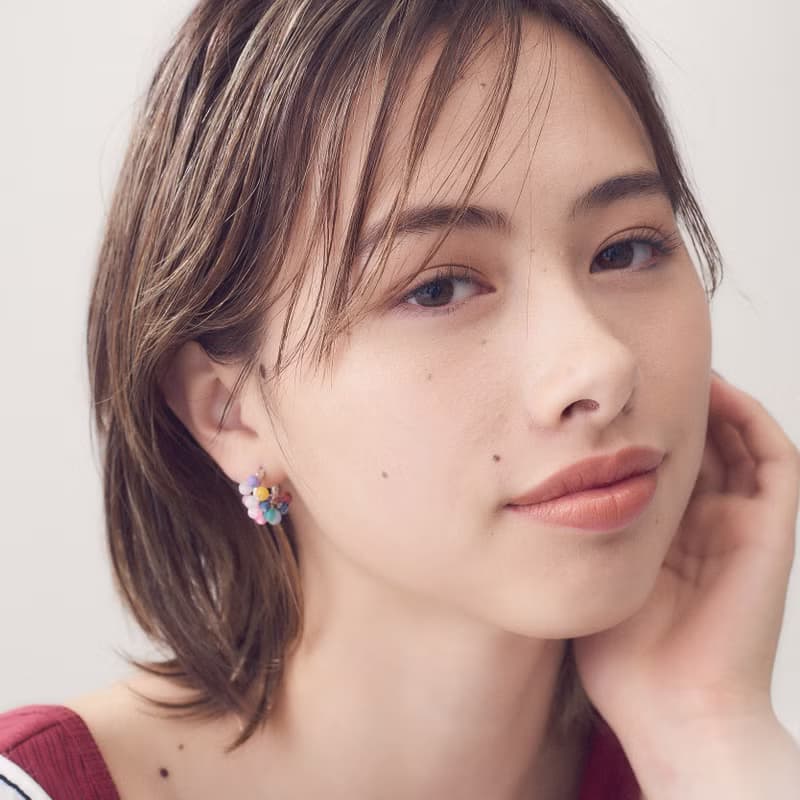 14kgf multi colors Moonstone pave pierced earrings / clip on