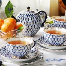 經典網紋系列-鈷藍22K金手工-20件午茶禮組