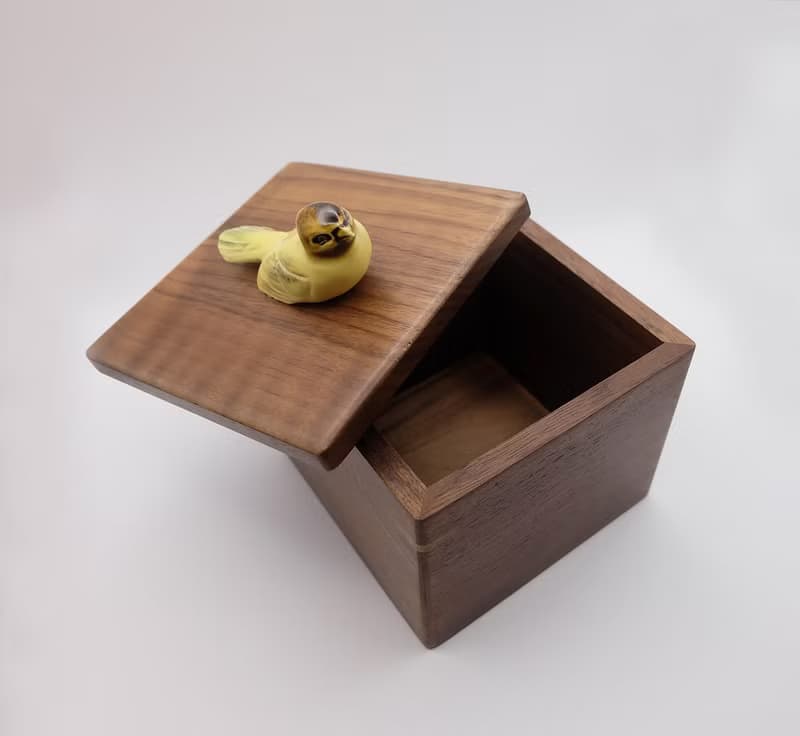 雀鳥胡桃木卡榫木盒 禮物