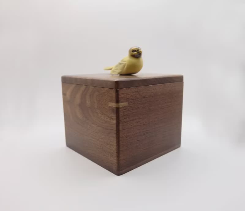 雀鳥胡桃木卡榫木盒 禮物