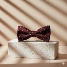 粉金格橫線暗紅領結