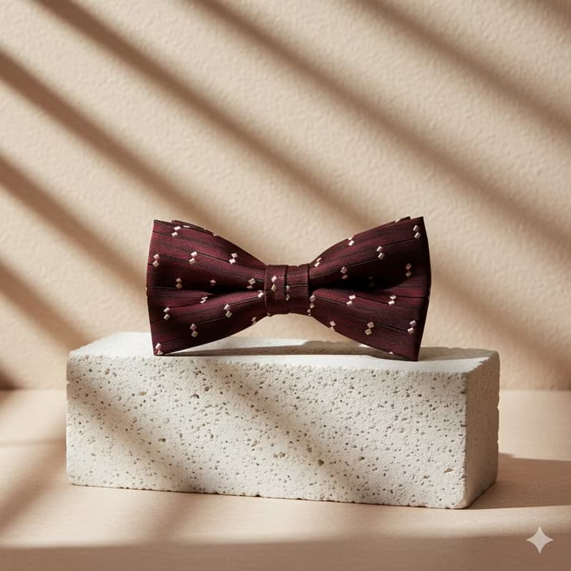 粉金格橫線暗紅領結