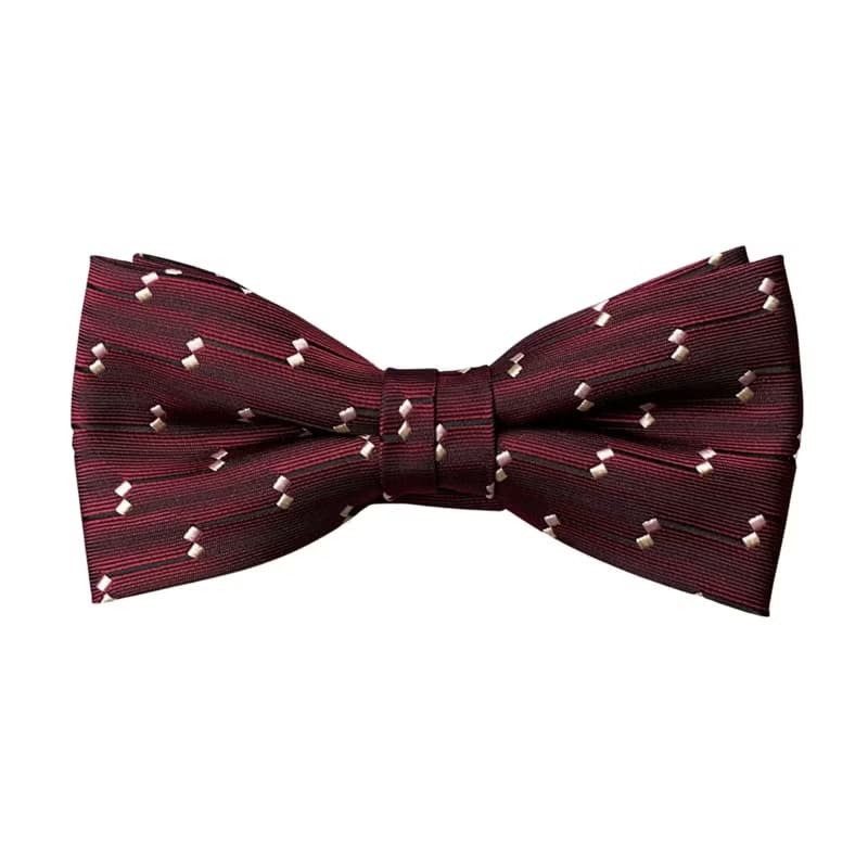 粉金格橫線暗紅領結