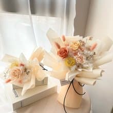 蜜桃橘玫瑰花束 永生花束 情人節花束 2個尺寸