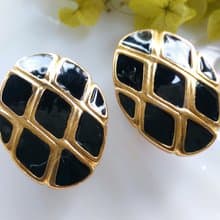 Vintage Jewelry 西洋古董飾品 摩登個性 黑方塊  夾式耳環