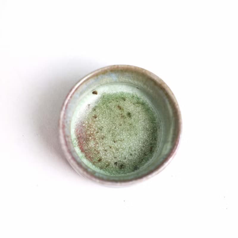 明芽窯 l 柴燒灰釉飛指銅紅落灰杯 陶杯 杯子 水藍 銅紅 蒐藏 H6