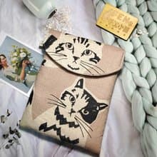 袋物系列-日本知名設計師厚棉布粉底米白大貓咪7.8吋電子書保護套