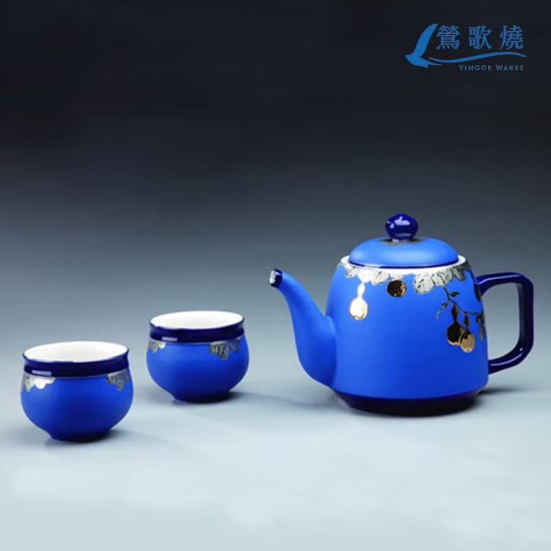 寶象-靛藍雙金大壺組