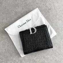 【 日本直送　名牌中古包 】Christian Dior クリスチャン ディオール ストリートシック 財布 ブラック ジャガード 二つ折り財布 v8cfsw