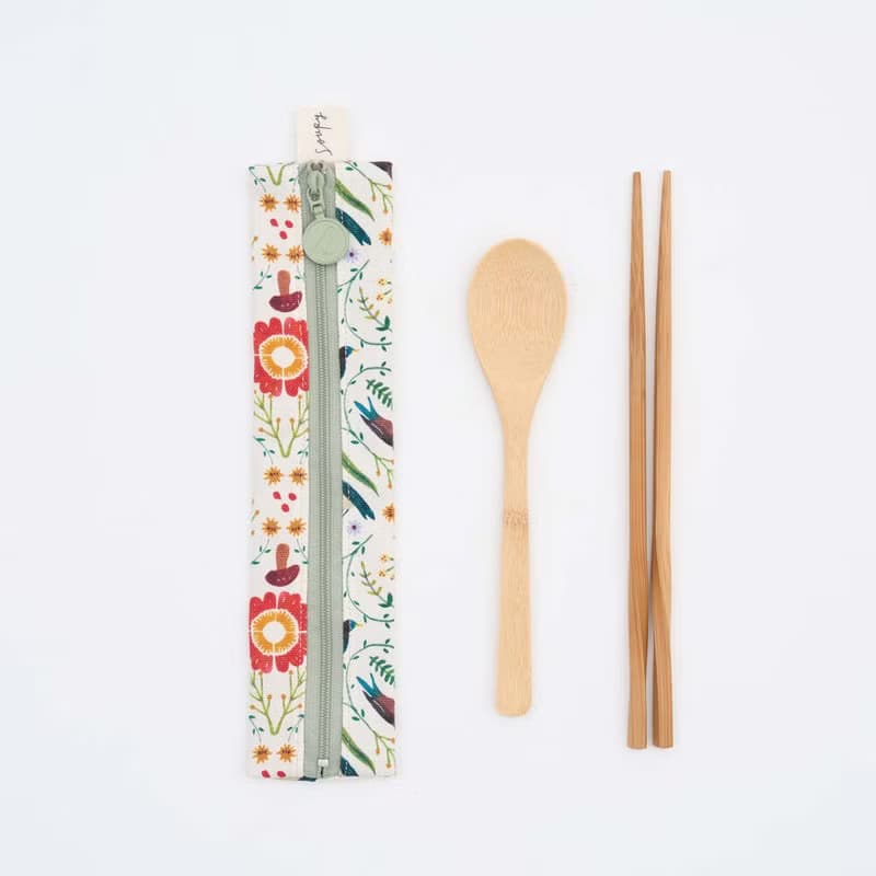 拉鏈餐具袋(含餐具)/藝術家聯名/印花樂 x Soupy Tang/森林萬花筒