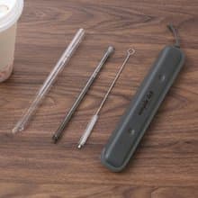 【全城走塑】 -ESSENTO 化學系玻璃吸管旅行套裝|中性灰