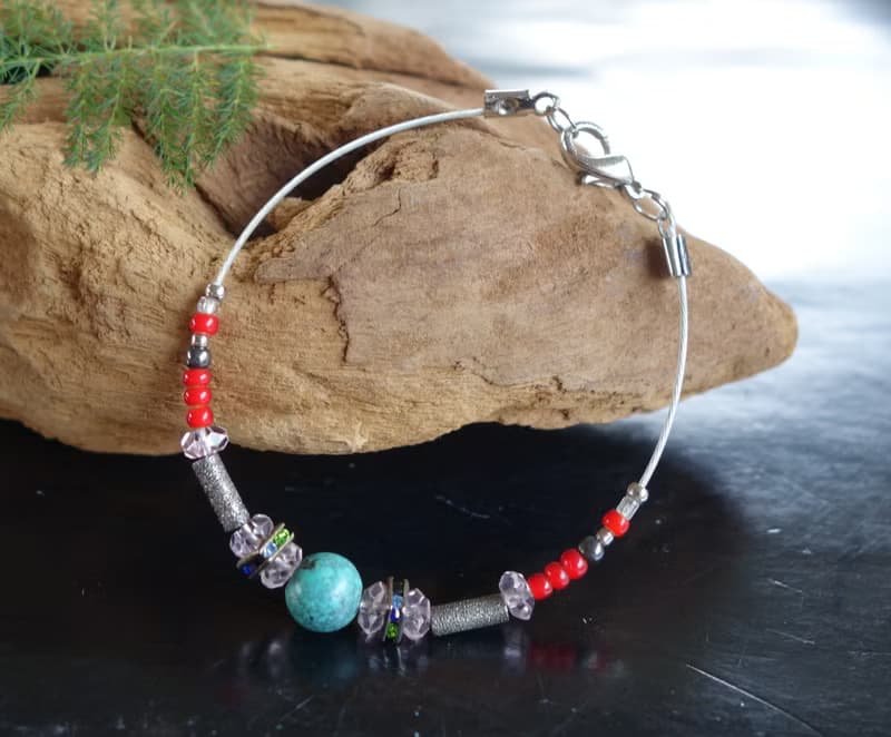 Bracelets 老綠松石手鍊 手串 琉璃珠 手工編織 古董 #山奇藝術