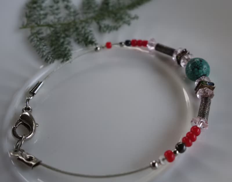 Bracelets 老綠松石手鍊 手串 琉璃珠 手工編織 古董 #山奇藝術