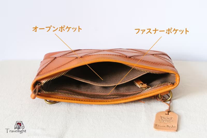 手縫い本革牛革ショルダーバッグ斜め掛けポシェット茶色
