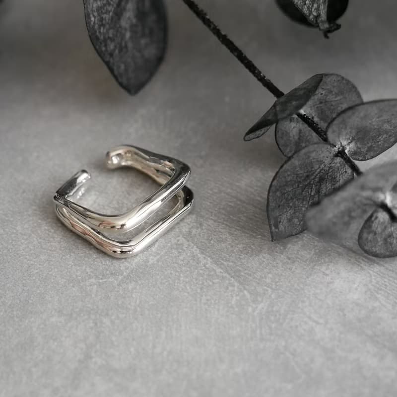 スワッグイヤカフ 2連スクエア / silver　C143