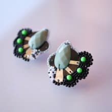 tsububu【受注制作】/ビーズ刺繍/微生物/ピアス/イヤリング/ピスタチオ