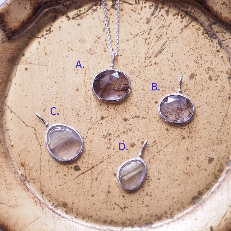 天然鈦晶 髮晶 紅銅鈦 手工純銀項鍊 Rutile Quartz Necklace