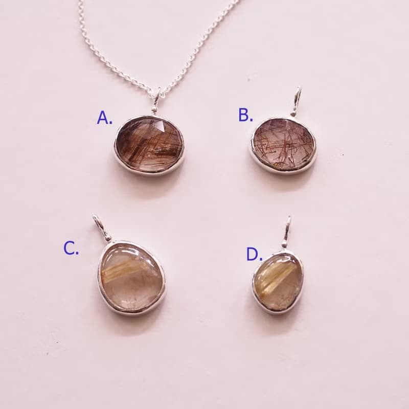天然鈦晶 髮晶 紅銅鈦 手工純銀項鍊 Rutile Quartz Necklace