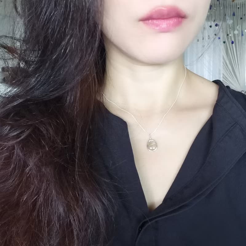 天然鈦晶 髮晶 紅銅鈦 手工純銀項鍊 Rutile Quartz Necklace