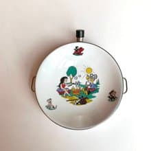 用於加熱嬰兒食品|的盤子復古嬰兒用品|瓷器和黃銅板