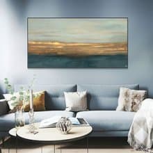 Original Abstract Green and Gold Paintings On Canvas Modern Landscape Painting