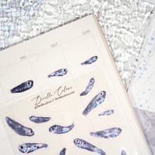 【深海魚毛】水彩插畫 白墨PET貼紙 手帳 搞笑 海洋生物 奇怪