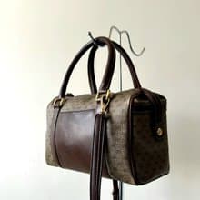 初夏優惠-日本中古二手Gucci波士頓古董包斜背單肩側孭皮革手袋