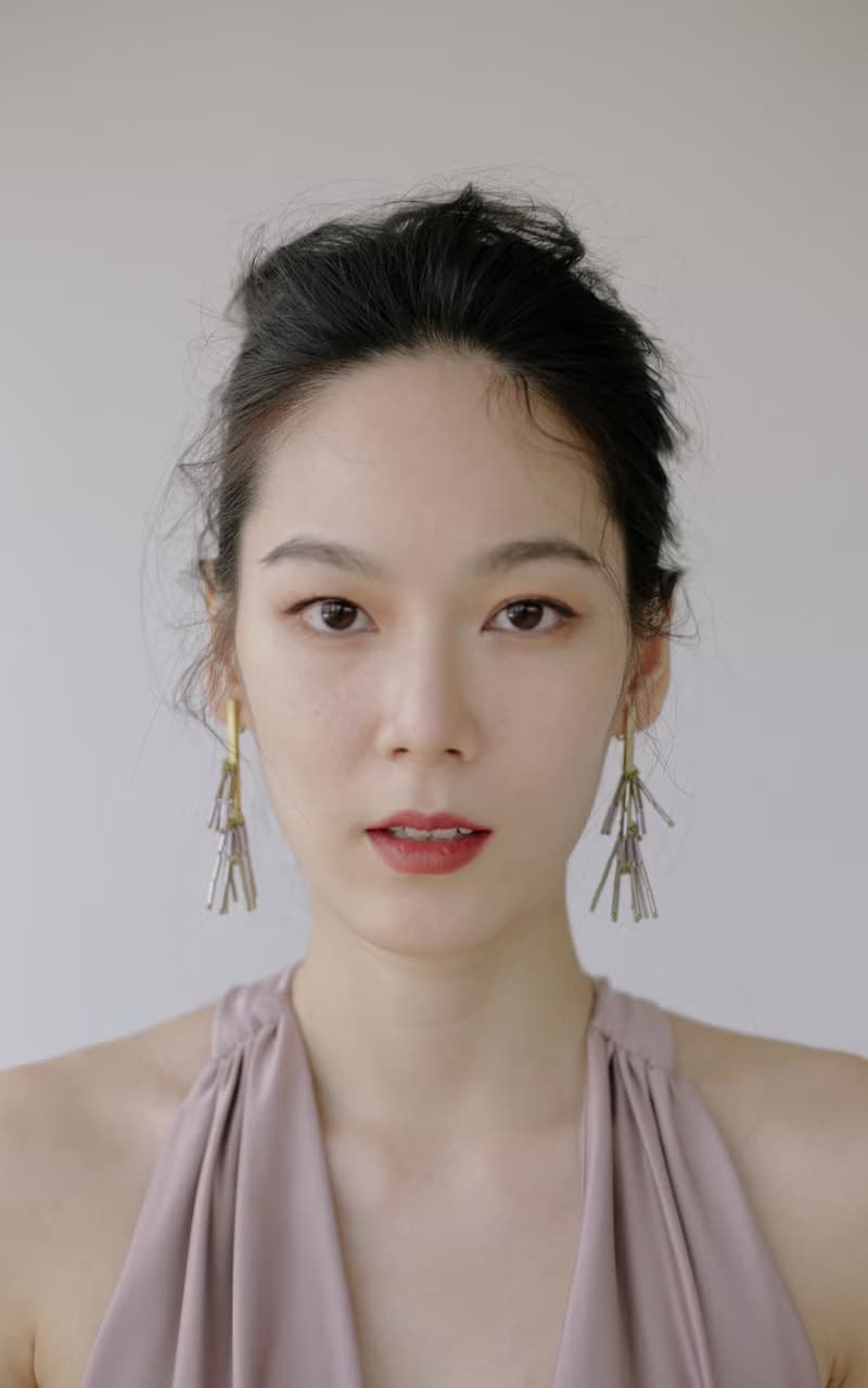 銅棒音階 枝節造型扇面耳環 紫灰