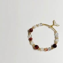 Mimis設計款 紅霞映珠 水晶母乳手鍊