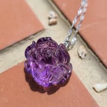 女孩水晶世界-【牡丹】-紫水晶 項鍊 鍊墜  附925純銀鍊