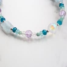 季節雨 ‧ 繡球花開 | 月光石、海藍寶、螢石、磷灰石 純銀手鍊