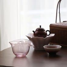 玫紅色/煙灰色 日式玻璃公道杯 葫蘆分茶器 勻杯200ml