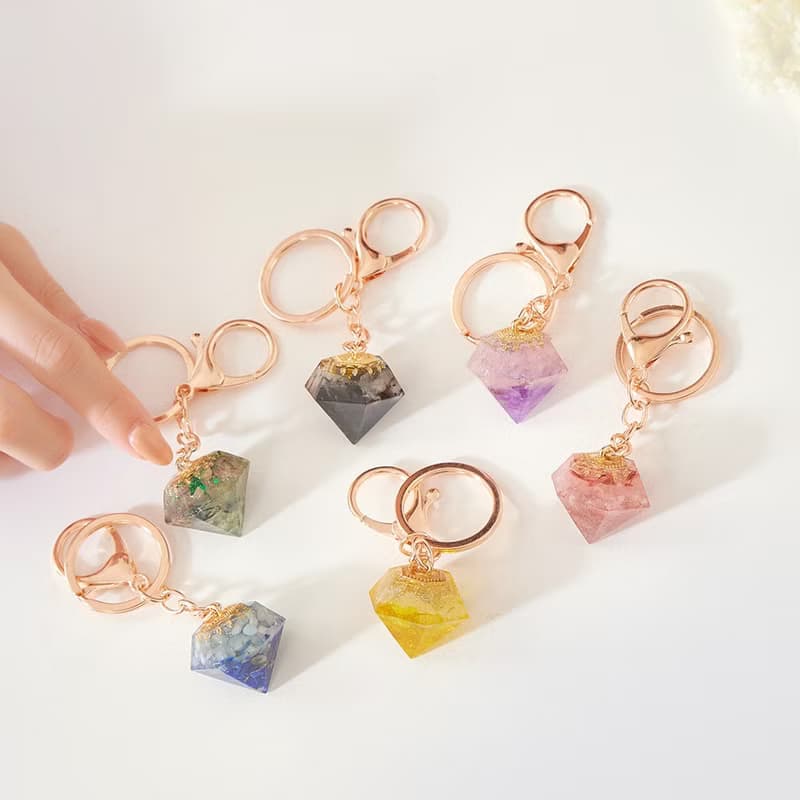 奧罡能量鑰匙圈-黃水晶+黃髮晶(含開光)│聚焦你的意念│招財運