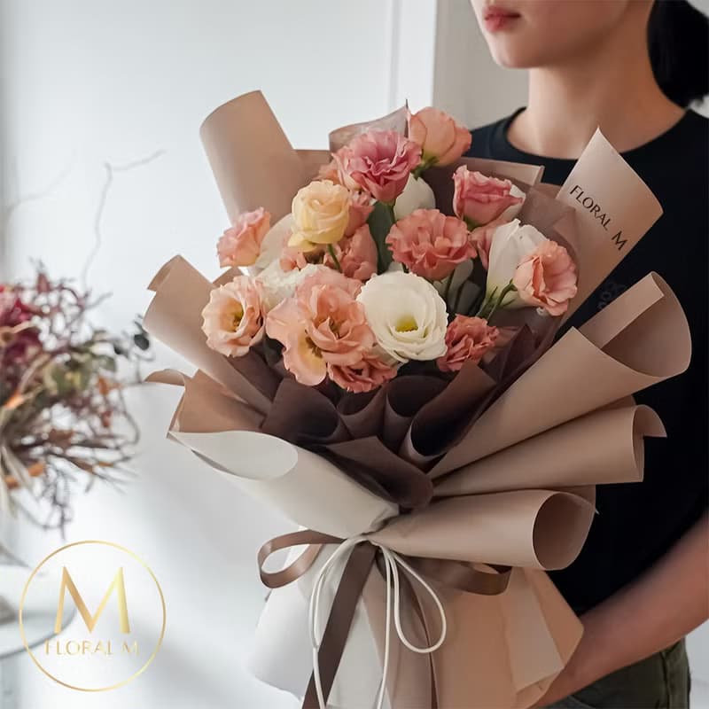 愛戀曼哈頓焦糖奶茶桔梗鮮花花束