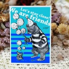 溫柔熊─手繪日製動物療癒防水貼紙/小卡片/行李箱/筆電