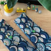 文青風環保純棉筷袋 孔雀開屏  質感原胚 海波藍 日本 潮物 收納