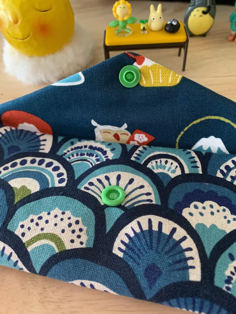 文青風環保純棉筷袋 孔雀開屏  質感原胚 海波藍 日本 潮物 收納