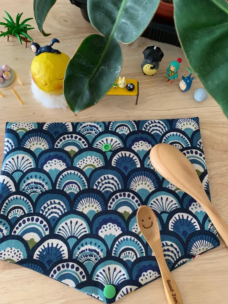 文青風環保純棉筷袋 孔雀開屏  質感原胚 海波藍 日本 潮物 收納