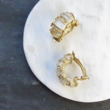 Vintage Baguette & Crystal Ear Clips in Gold