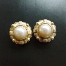 Vintage Jewelry 西洋古董飾品 優雅成熟風格 仿珠 夾式耳環