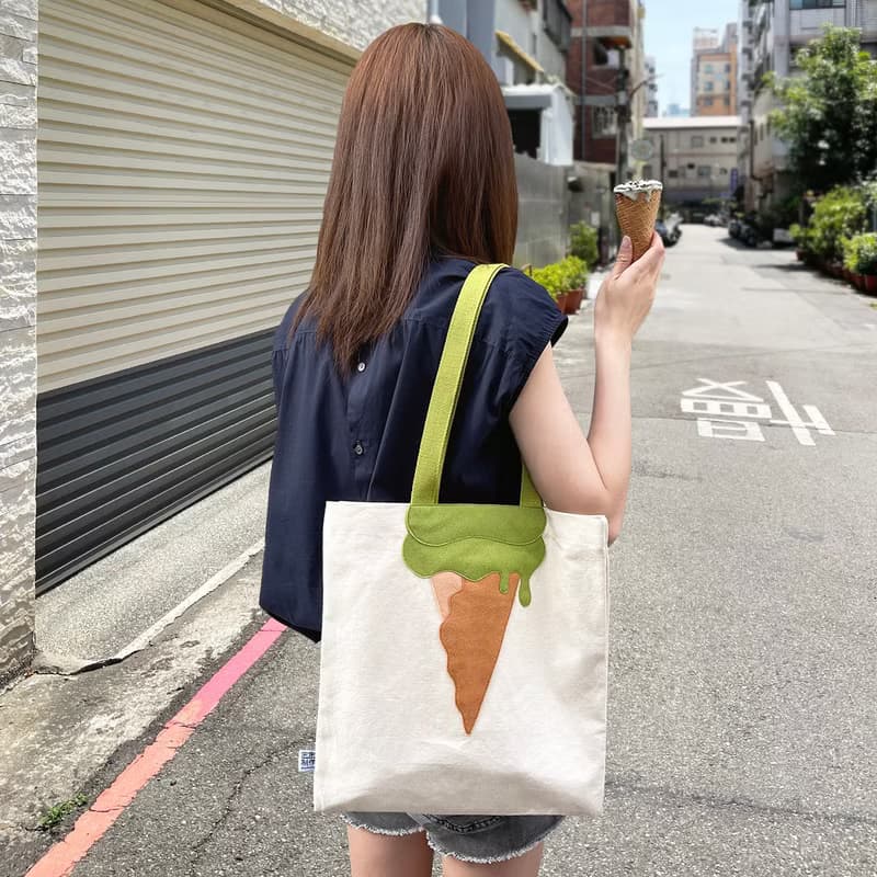 【圖案不是印刷】抹茶味冰淇淋, 帆布袋
