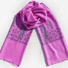 喀什米爾Cashmere/羊絨圍巾/純羊毛圍巾披巾/戒指絨披肩 聖誕節禮物 交換禮物 母親節 父親節-刺繡花朵
