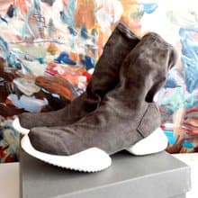 Rick Owens X Adidas 啡色真皮猄皮襪子長靴高筒鞋皮鞋休閒鞋波鞋