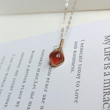 弧面石榴石吊墜 大顆菱形紅石榴石項鍊一月誕生石禮物14k包金墜飾